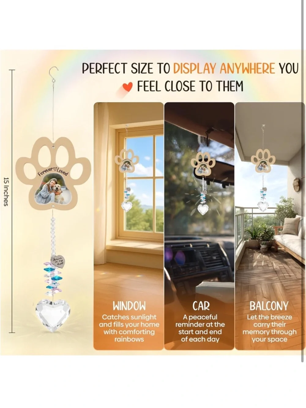 Pet Memorial Crystal Suncatcher with DIY Photo Insert, Personalized Sympathy - Picture 9 of 9